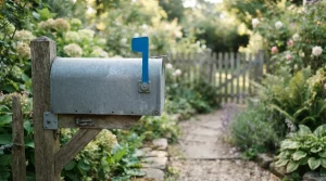 Schlichter Briefkasten mit gehobener Signalfahne
